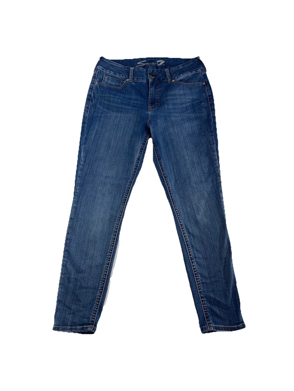 Seven7 Jeans Womens Sz 14 (33X29) Blue Denim High Rise Tummyless Skinny Cowgirl